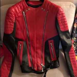 Balmain x H&M collab moto  leather jacket